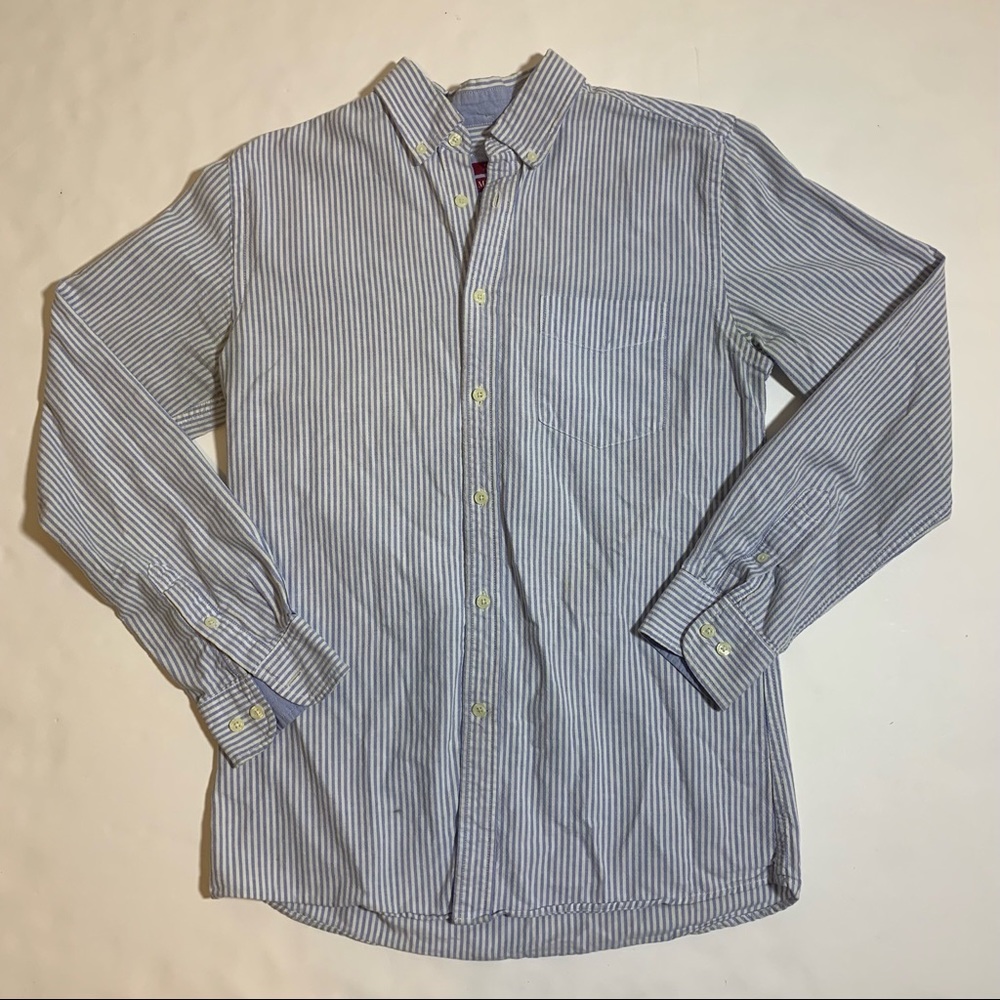 Merona Tailored Fit Shirt Men's Blue Button Down Long Sleeve Casual Shirt